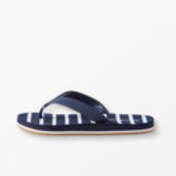 Hanna Anderson Striped Blue White Thong Flip Flops Rubber Waterpoof Pool Sz.11 - Picture 2 of 11